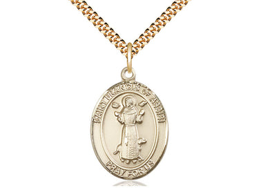 14kt Gold Filled St. Francis of Assisi Patron Saint Medal Necklace 1 inch by 3/4 inch with 24 inch Chain by Bliss