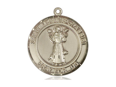 14kt Solid Gold St. Francis of Assisi Patron Saint Medal Pendant 1 x 5/8 inch by Bliss Manufacturing USA