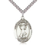 Sterling Silver St. Francis of Assisi Patron Saint Medal Necklace 1 inch x 3/4 inch on 24 inch Chain by Bliss