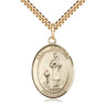 14kt Gold Filled St. Genesius of Rome Medal Necklace 1 inch x 3/4 inch pendant with 24 inch curb chain handcrafted by Bliss Manufacturing USA