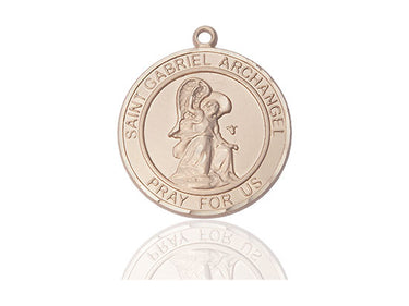 14kt solid gold St. Gabriel the Archangel medal pendant, handcrafted by Bliss Manufacturing USA, patron of messengers