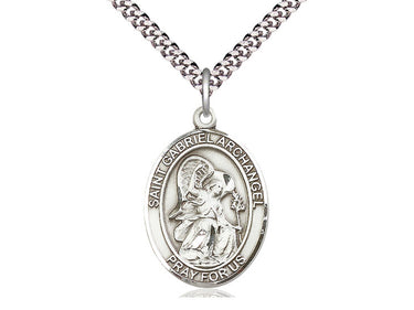 Sterling Silver St. Gabriel the Archangel Medal Necklace 1 inch pendant with 24 inch chain by Bliss Manufacturing