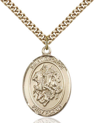 14kt Gold Filled St. George Paratrooper Medal Necklace 1 x 3/4 inches on 24 inch chain by Bliss