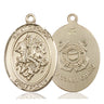 14kt Solid Gold St. George Coast Guard Medal Pendant 1 inch by 3/4 inch handcrafted by Bliss