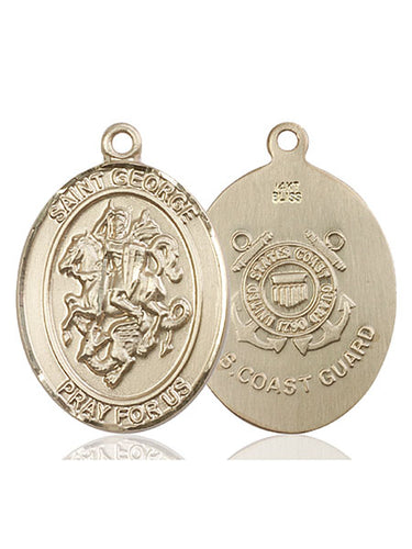 14kt Solid Gold St. George Coast Guard Medal Pendant 1 inch by 3/4 inch handcrafted by Bliss