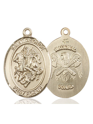 14kt Solid Gold St. George National Guard Medal Pendant 1 inch by 3/4 inch handcrafted by Bliss