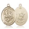 14kt Solid Gold St. George Patron Saint Medal Pendant 1 x 3/4 inch handcrafted by Bliss Manufacturing