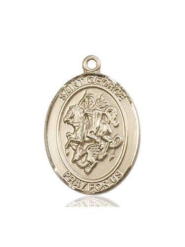 14kt solid gold St. George paratrooper medal pendant 1 x 3/4 inch handmade USA by Bliss Manufacturing
