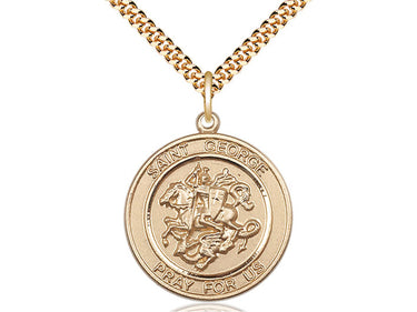 14kt Gold Filled St. George Dragon Slayer Patron Saint Medal Necklace 1 x 5/8 Pendant 24 Inch Chain by Bliss