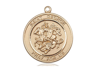 14kt Solid Gold St. George Patron Saint Medal Pendant 1 inch by 5/8 inch handcrafted by Bliss Manufacturing