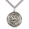 Sterling Silver St. George Patron Saint Medal Necklace 1 inch by 5/8 inch on 24 inch Chain by Bliss Manufacturing