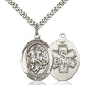 Sterling Silver St. George EMT Medal Necklace 1 inch by 3/4 inch with 24 inch chain by Bliss