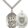 Sterling Silver St. George Coast Guard Medal Necklace 1 x 3/4 inch on 24 inch chain by Bliss