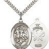 Sterling Silver St. George Patron Saint Medal Necklace 1x3/4 inch with 24 inch Chain by Bliss Manufacturing