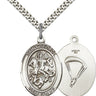 Sterling Silver St. George Paratrooper Medal Necklace 1x3/4 inch pendant 24 inch chain Bliss USA