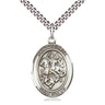 Medium Sterling Silver St. George Patron Saint Medal Necklace 1 x 3/4 on 24 Inch Chain by Bliss