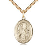 14kt Gold Filled St. Genevieve Patron Saint Medal Necklace 1 inch by 3/4 inch on 24 inch Chain Bliss USA