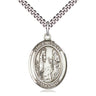 Sterling Silver St. Genevieve Patron Saint Medal Necklace 1 x 3/4 inches with 24 inch chain by Bliss Manufacturing USA
