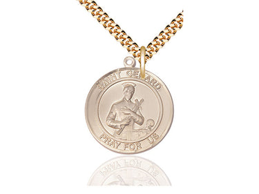 14kt Gold Filled St. Gerard Patron Saint Medal Necklace 1 x 5/8 inch with 24 inch chain by Bliss
