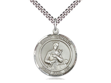 Sterling Silver St. Gerard Patron Saint Medal Necklace 1 x 5/8 with 24 Inch Chain by Bliss