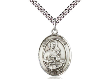 Sterling Silver St. Gerard Majella Patron Saint Medal Necklace 1x3/4 inch on 24 inch Chain by Bliss