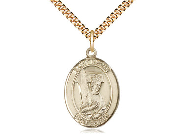 14kt Gold Filled St. Helen Patron Saint Medal Necklace 1 inch x 3/4 inch Medium with 24 inch Chain by Bliss