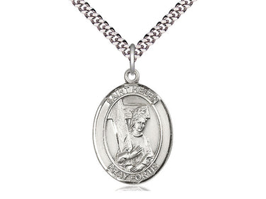 Sterling Silver St. Helen Catholic Medal Necklace 1 inch on 24 inch chain by Bliss Manufacturing