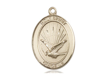 14kt solid gold Holy Spirit descending dove medal pendant, 1 inch by 3/4 inch, handcrafted by Bliss