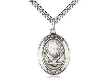 Sterling Silver Holy Spirit Pendant Necklace 1 x 3/4 inches with 24 inch Curb Chain by Bliss Manufacturing