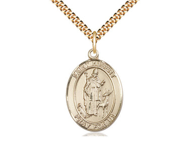 14kt Gold Filled St. Hubert of Liege Patron Saint Medal Necklace 1 inch by 3/4 inch Medium with 24 inch Chain by Bliss USA
