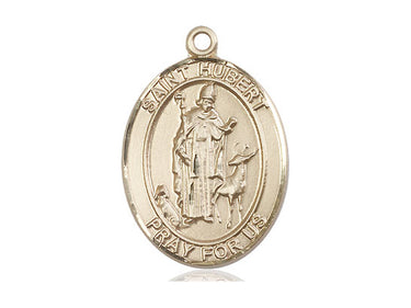 14kt Solid Gold St. Hubert of Liege patron saint medal pendant 1 inch by 3/4 inch by Bliss Manufacturing