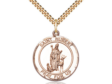 14kt Gold Filled St. Hubert of Liege Patron Saint Medal Necklace 1 inch x 5/8 inch with 24 inch Chain by Bliss