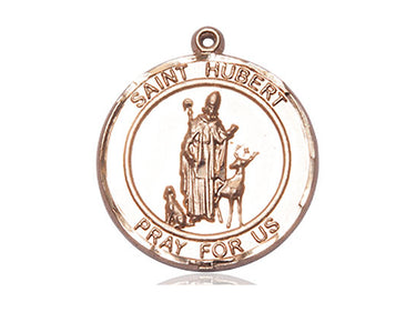 14kt Solid Gold St. Hubert of Liege patron saint medal pendant 1 inch by 5/8 inch by Bliss Manufacturing