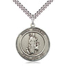 Sterling Silver St. Hubert of Liege Patron Saint Medal Necklace 1 inch x 5/8 inch with 24 inch Chain by Bliss