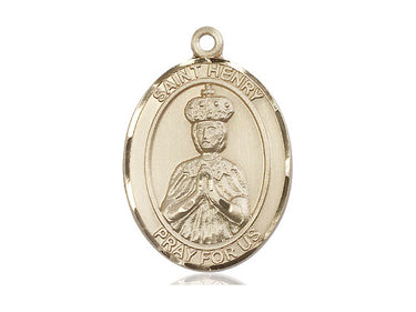 14kt Solid Gold St. Henry II Medal Pendant 1 inch x 3/4 inch Handcrafted by Bliss