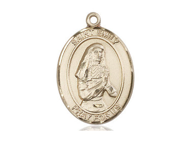 14kt Solid Gold St. Emily de Vialar Medium Patron Saint Medal Pendant 1 inch by 3/4 inch by Bliss