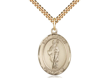 14kt Gold Filled St. Gregory the Great Patron Saint Medal 1 x 3/4 inch on 24 inch Chain by Bliss