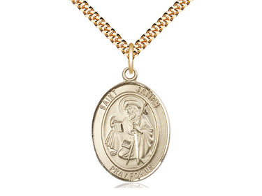 14kt Gold Filled St. James the Greater Patron Saint Medal Necklace 1x3/4 inch with 24 inch Chain by Bliss