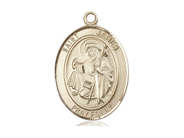 14kt Solid Gold St. James the Greater Patron Saint Medal Pendant 1x3/4 inch by Bliss Manufacturing