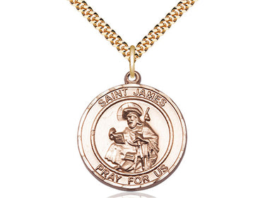 14kt Gold Filled St. James the Greater Patron Saint Medal Necklace 1x5/8 inch with 24 inch Chain by Bliss