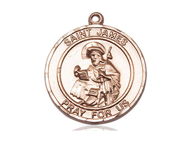 14kt Solid Gold St. James the Greater Patron Saint Medal Pendant 1x5/8 inch by Bliss Manufacturing