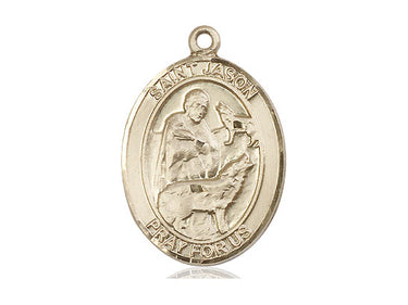 14kt Solid Gold St. Jason Patron Saint Medal Pendant 1 inch x 3/4 inch handcrafted by Bliss