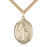 14kt Gold Filled St. Justin Martyr Patron Saint Medal Necklace 1 inch x 3/4 inch pendant 24 inch chain Bliss