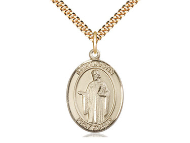 14kt Gold Filled St. Justin Martyr Patron Saint Medal Necklace 1 inch x 3/4 inch pendant 24 inch chain Bliss