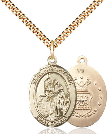 14kt Gold Filled St. Joan of Arc Air Force Medal Necklace with 24 inch Chain by Bliss Manufacturing