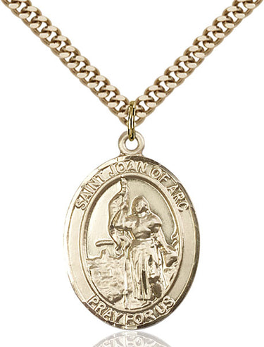 14kt Gold Filled St. Joan of Arc National Guard Medal Necklace 1 inch on 24 inch chain by Bliss