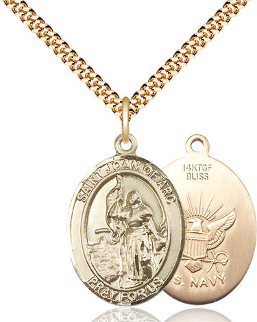 14kt Gold Filled St. Joan of Arc Patron Saint Medal Necklace 1 x 3/4 inches Medium with 24 inch Chain Bliss