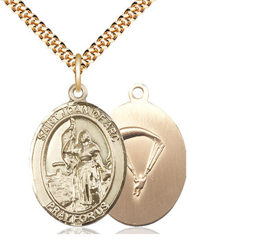 14kt Gold Filled St. Joan of Arc Paratrooper Medal Necklace 1x3/4 inch pendant 24 inch chain Bliss
