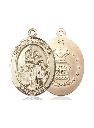 14kt Solid Gold St. Joan of Arc Air Force Patron Saint Medal Pendant 1x3/4 inch by Bliss