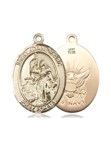 14kt Solid Gold St. Joan of Arc Patron Saint Medal Pendant 1 x 3/4 inch handcrafted by Bliss Manufacturing